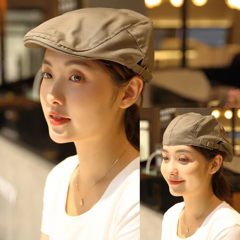 Restaurant Kitchen Cooking Caps Bakery Cafe Waiter Work Hats Cotton Adjustable Casual Beret Solid Color Catering Hotel Cook Caps