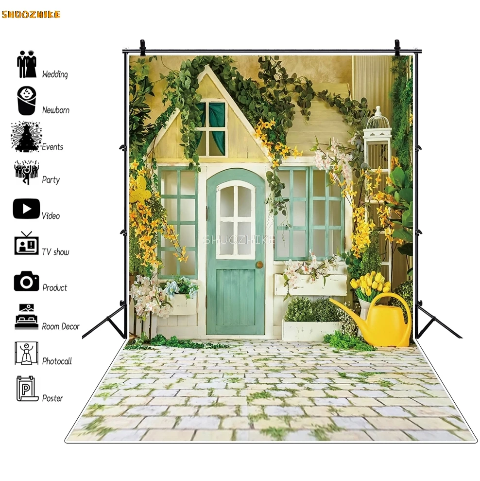 Old Rural Stone House Door Porch Yard Photography Backgrounds Baby Shower Family Portrait Photo Backdrops Photocall Photo Studio