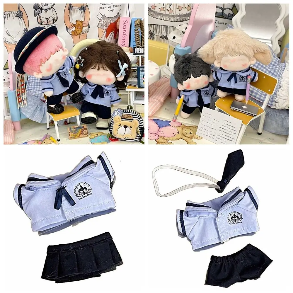 

10cm 20cm Doll Clothes Blue Mini School Suit Miniature School Uniform Changing Dress Game Cosplay Shirt Necktie Pants Set
