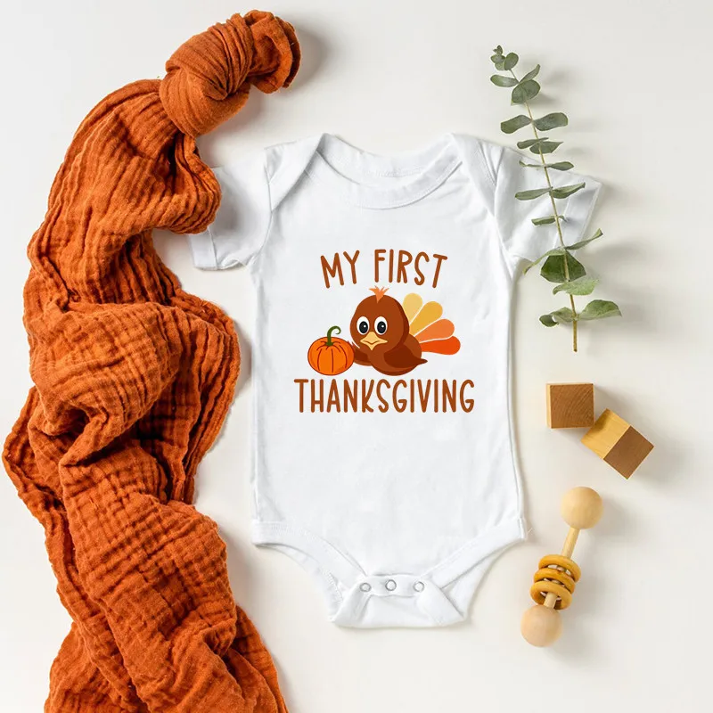 My First Thanksgiving Baby Clothes Cotton White Rompers Newborn Toddler Bodysuits & One-pieces