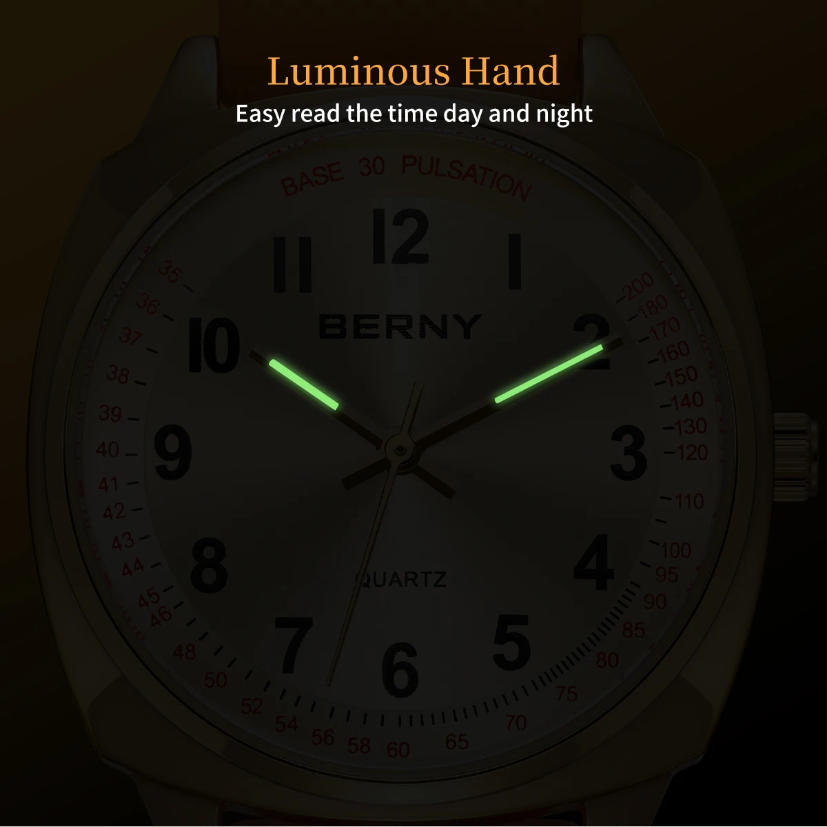 BERNY Damenuhren, Krankenschwesteruhr, lässig, schlicht, Damen, Gold, Quarzuhren, leuchtend, leicht ablesbar, wasserdicht, Sport-Damen-Armbanduhr – Detail 3