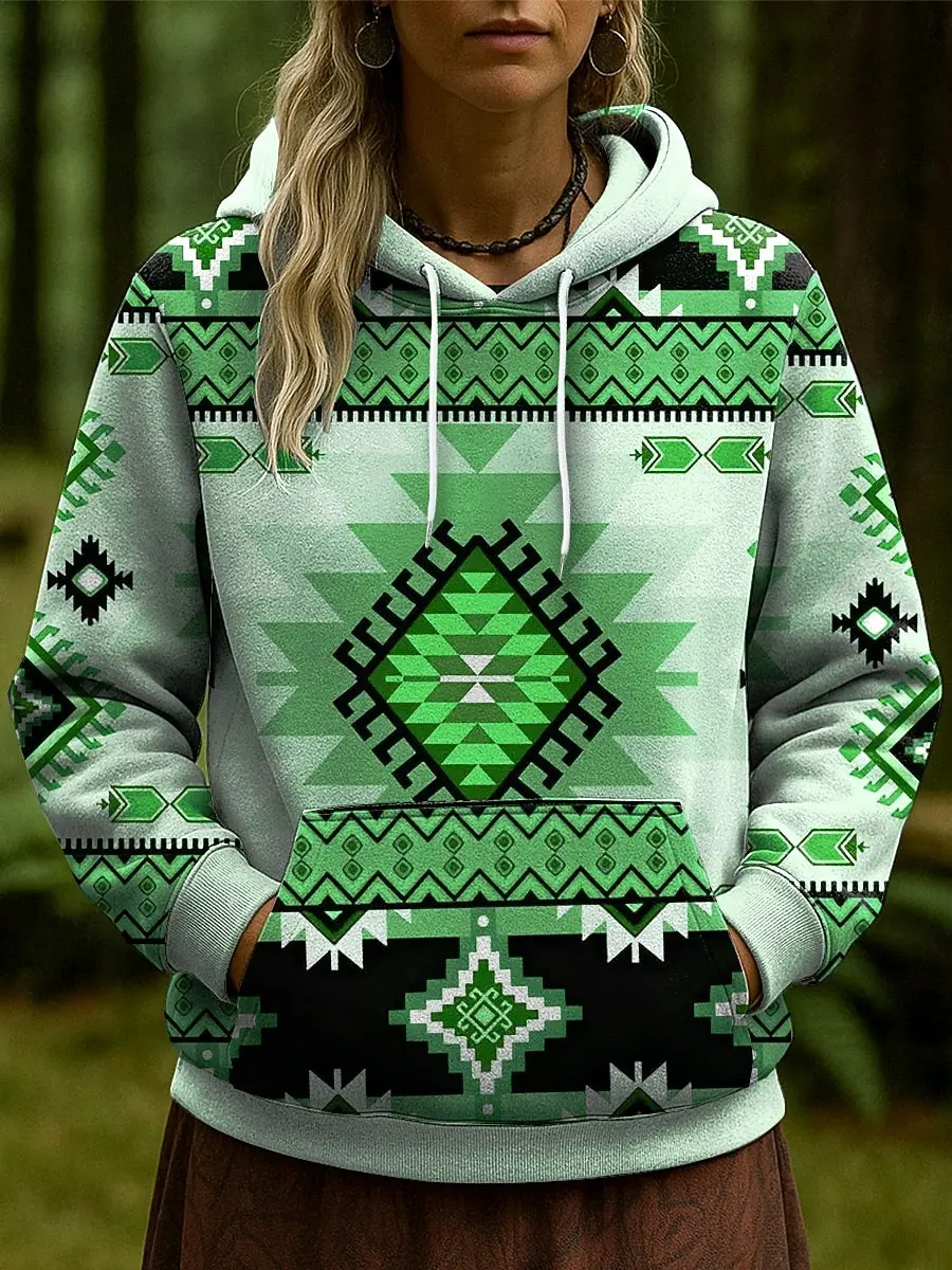 

Retro Women's Hooded 3D Printed Geometric Graphics Abstract Sweatshirt Pullovers Top Street Fashion Women's Clothing Fall Winter