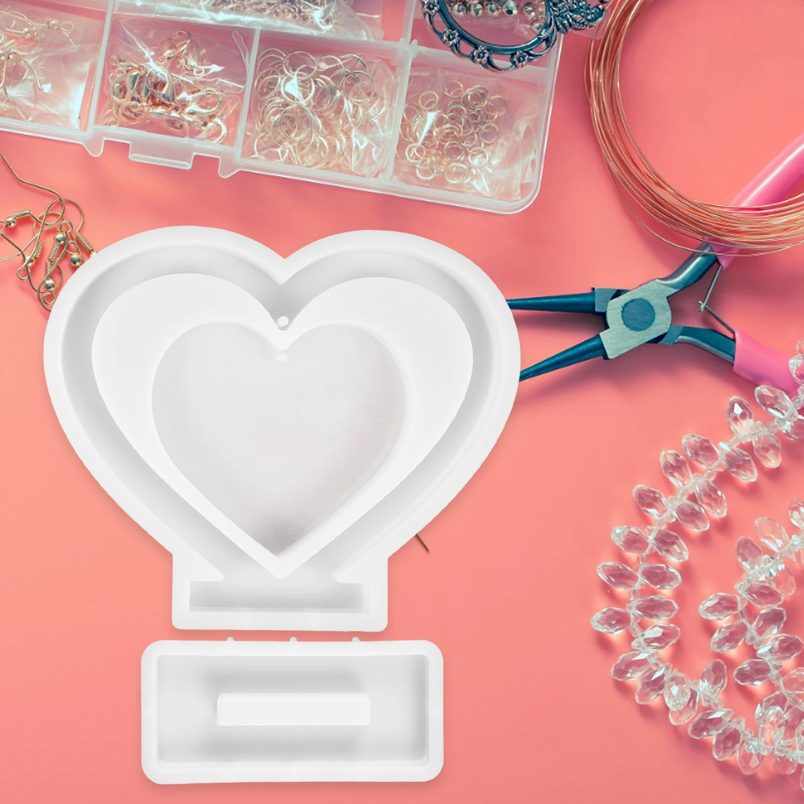 1 مجموعة على شكل قلب إطار صور قوالب السيليكون DIY بها بنفسك الراتنج الحرفية ديكور المنزل صنعة بديعة قوالب الصب قابلة لإعادة الاستخدام