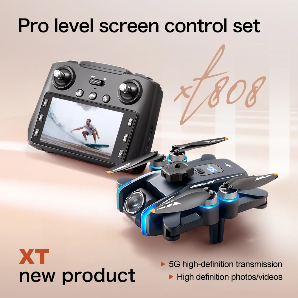 Original XT808 GPS Drone 4K Professional 8K HD Dual Camera Brushless Motor avoidance WIFI FPV Foldable RC Quadcopter Helicopter