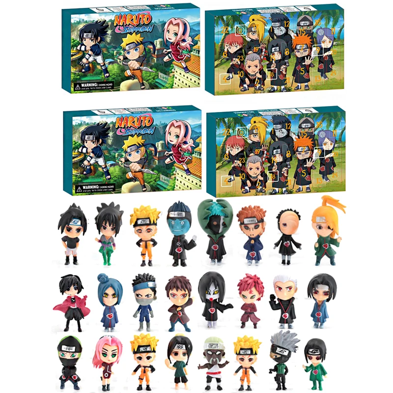 

Адвент-календарь Наруто, аниме, 24-дневный рождественский обратный отсчет, коробка-сюрприз, кукла, фигурка, мультяшная рождественская загадочная коробка, календарь, игрушки, подарки