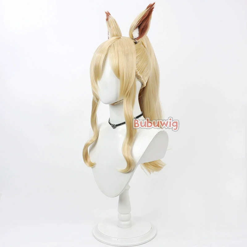 Bubuwig Kunsthaar ‌ Ogata Kanna Cosplay Perücken Blue Archive Ogata Kanna 60 cm lange gewellte blonde Pferdeschwanz-Cos-Perücken hitzebeständig