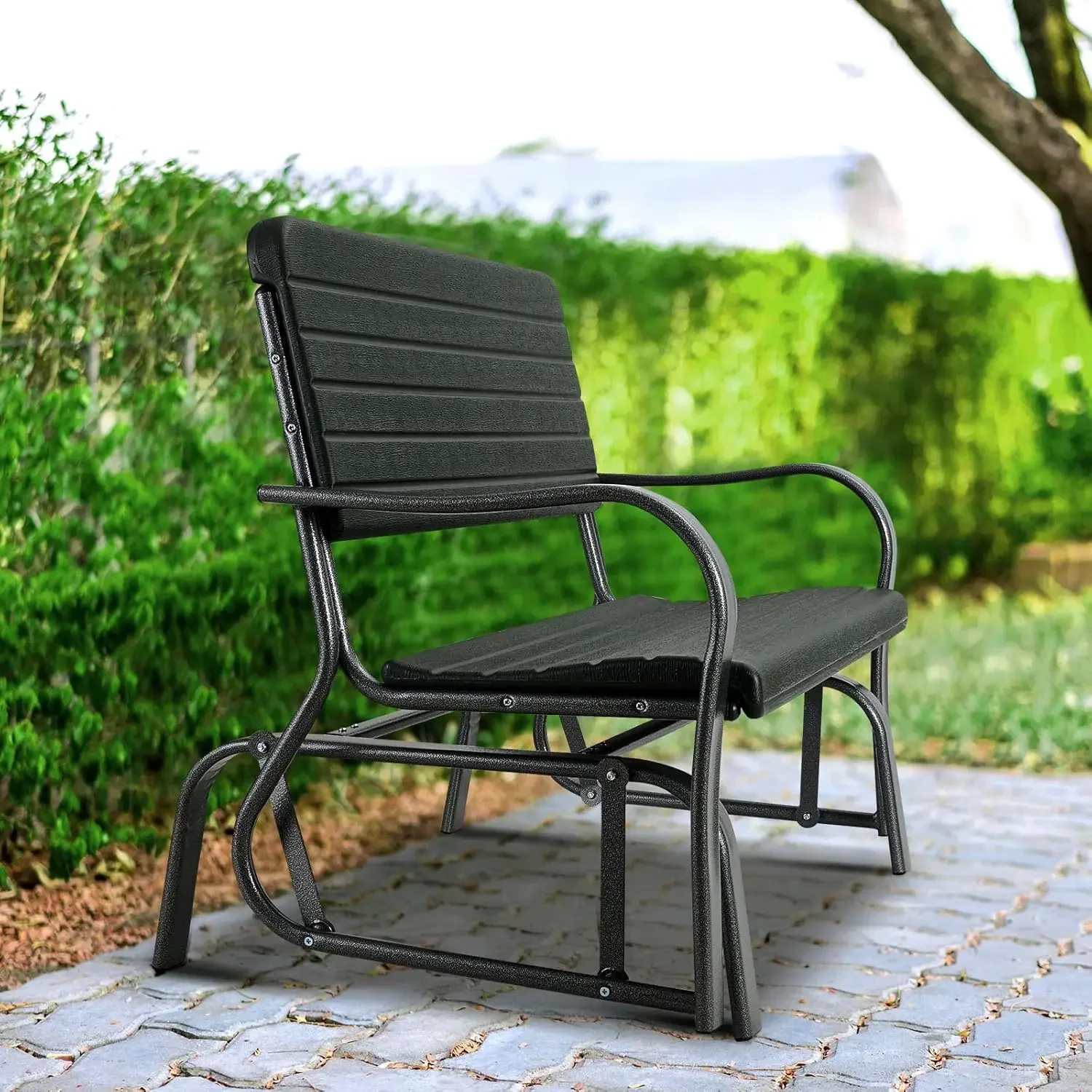 Outdoor Gliders for Outside Patio - Porch Glider w/Steel Frame, Weather Resistance HDPE Back & Seat, 600Lbs Capacity