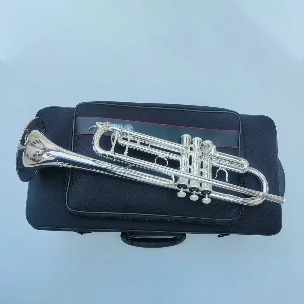 

Classic professional B-tone brass nickel trumpet playing grade trumpet instrument with high-quality bag