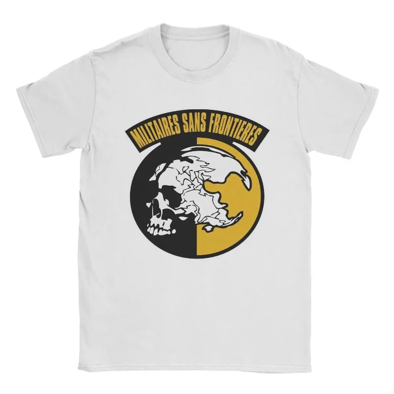Metal Gear Solid MSF (Militaires Sans Frontieres) 100% algodón Vintage japonés Kanji Vedio Game Camiseta estampada de talla grande