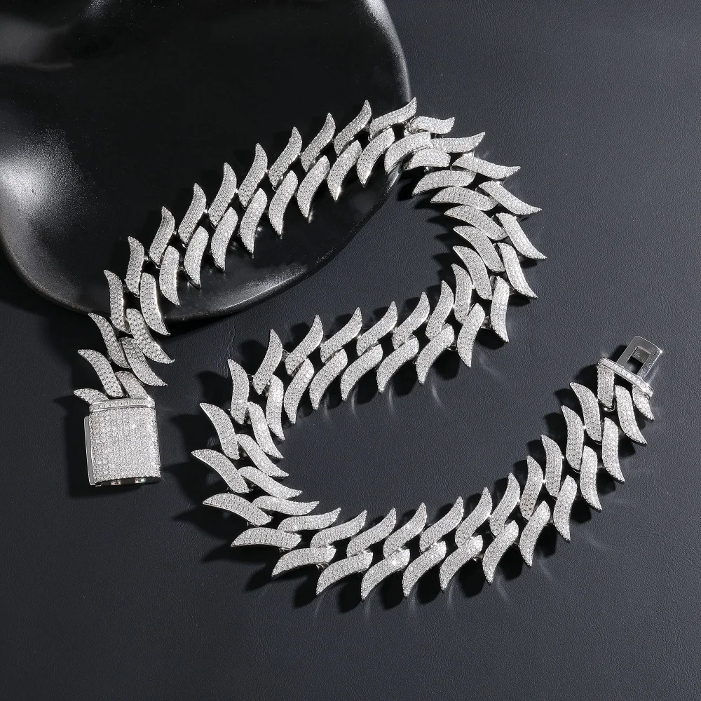 Thorny Cuban Chain Iced Out Sparkling Cubic Zirconia Hiphop Fashion Necklace Jewelry Choker Trendy Link Exquisite Party Jewelry