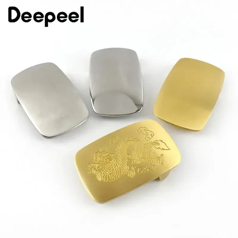 Deepeel 39mm Stainless Steel Belt Buckle Gold Silver Metal Cowboy Waistband Head for Men Pants Belts Leather Craft Accessories view 3