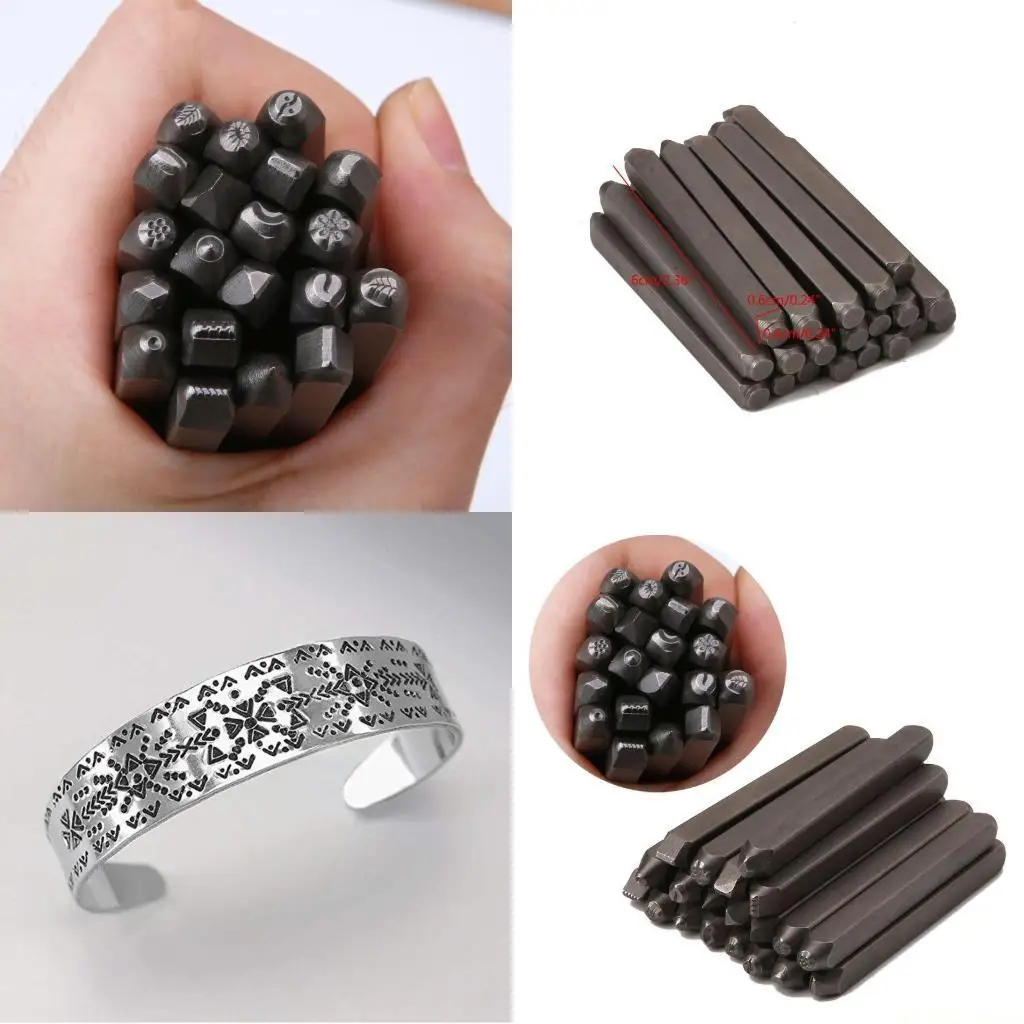 

D46E 20Pcs 4mm Steel Punches Flower Leaf Stamps Jewelry Making Metal Stamping Tools