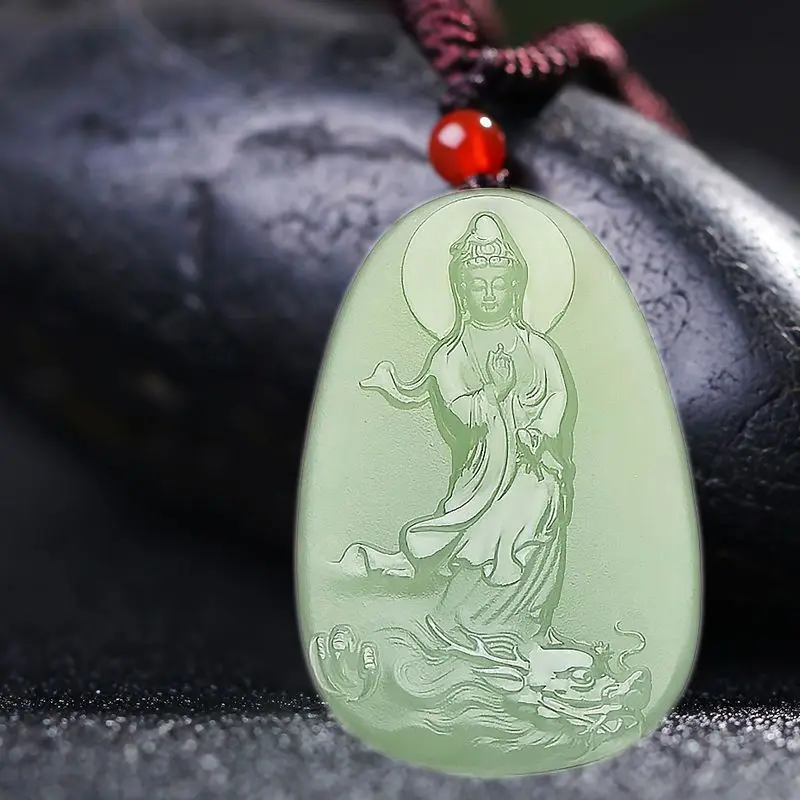 

Blue and White Jade Guanyin Jade Pendant Men's Jade Guanyin Pendant Men's
