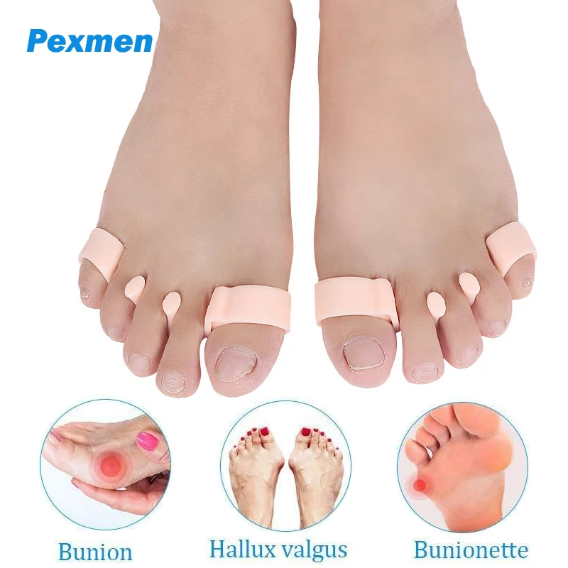 Pexmen 2/4Pcs Gel Bunion Corrector Toe Separator Spacer for Hammertoe and Overlapping Toes Bunionette Relief Toe Protector