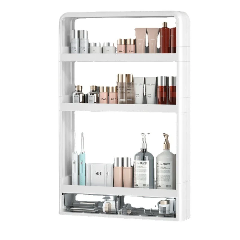 Bathroom Organizer Shelves Rack Wall Mounted Storage Box Toiletries Cosmetic Storage Rack Kitchen Seasoning Bottle Storage Shelf