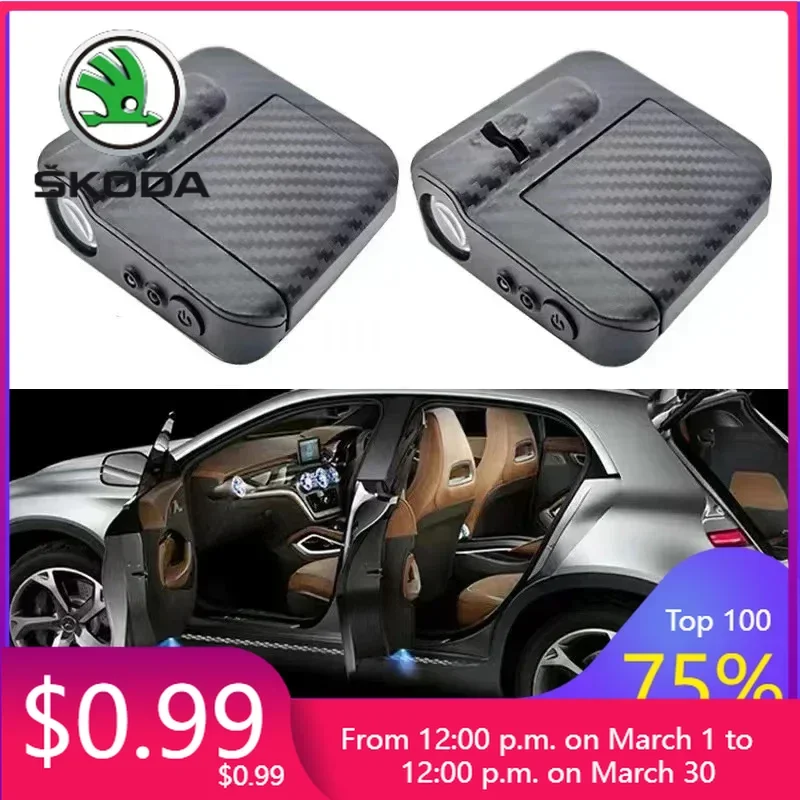 

Car Sticker 2025 New 2Pcs Car Door Logo Welcome Lamp HD Courtesy Light For Skoda Octavia Superb Rapid Kodiaq Karoq Fabia Kamiq R