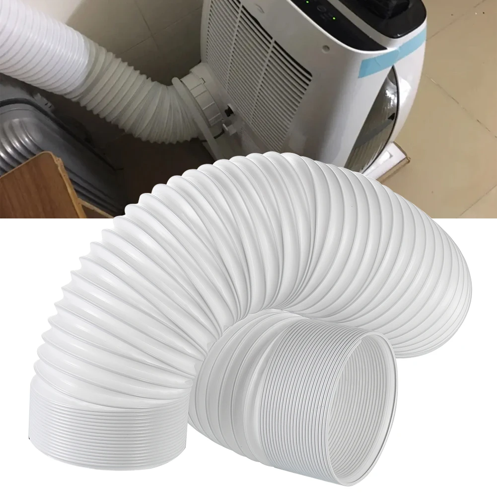 1Pc 130/150mm Extra Long AC Exhaust-Hose Extendable Air Conditioner Vent Duct Portable Unit Replacement Pipe White