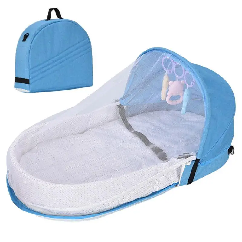 

Folding Baby bed With mosquito net and toys Portable Travel Baby Bassinet Breathable Infant Sleeping Basket baby bed for