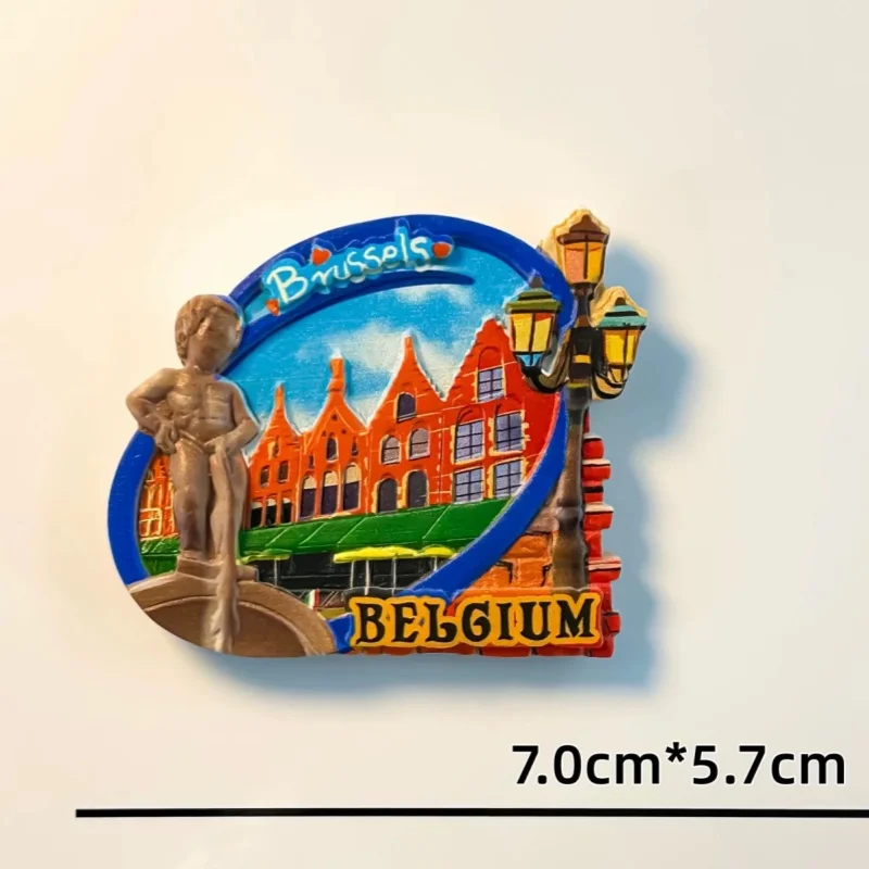 3D Resin Fridge Magnet Belgium Bruges Brussels Landmark House Bicycle Beer Tourist Souvenir Refrigerator Sticker Home Decor Gift