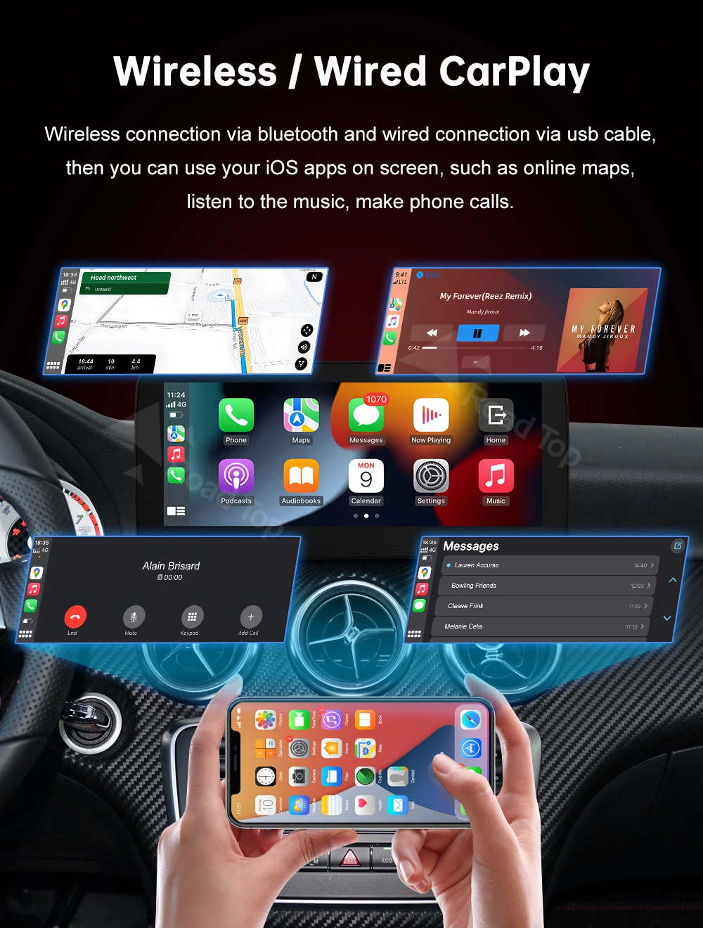 DE 12.3 Ultradünner Linux-Bildschirm für Mercedes-Benz A W176 B W246 CLA GLA Klasse 2013-2015 NTG4.5 Auto-Touchscreen, Unterstützt Kabelloses CarPlay, Android Auto, Mirrorlink, Behält OEM-Funktionen bei – Detail 9