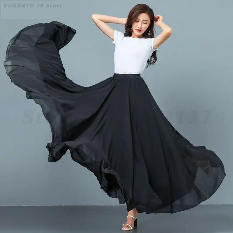 Dança clássica grande balanço saia nova prática de dança do ventre saia longa chiffon quadrado desempenho traje equipe dançarino roupas