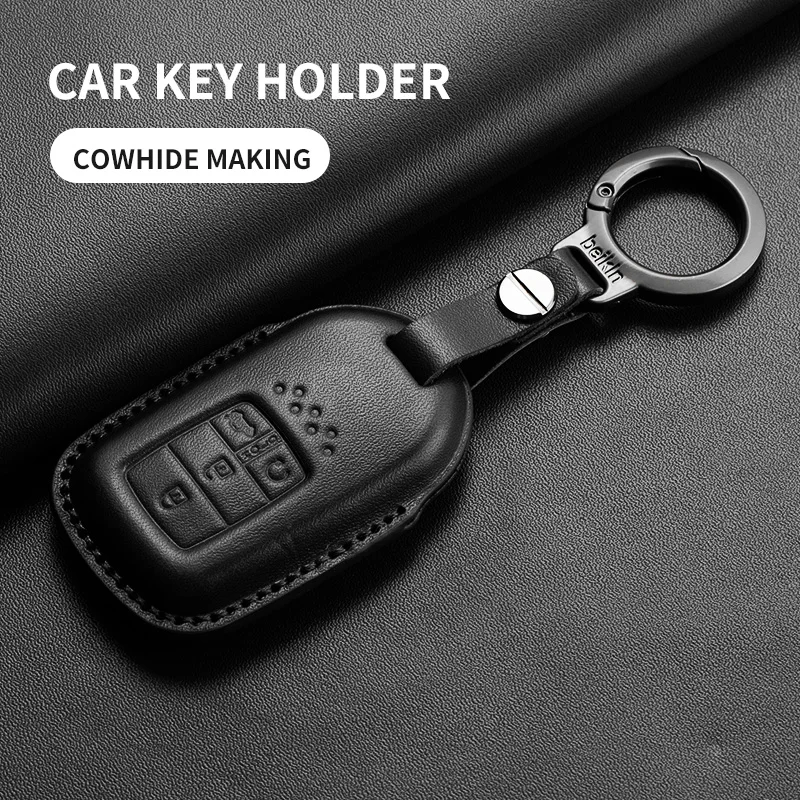 

For Honda Vezel City Civic Jazz BRV BR-V HRV Accord Protector Automotive Parts Head Layer Leather Car Remote Keycase Shell