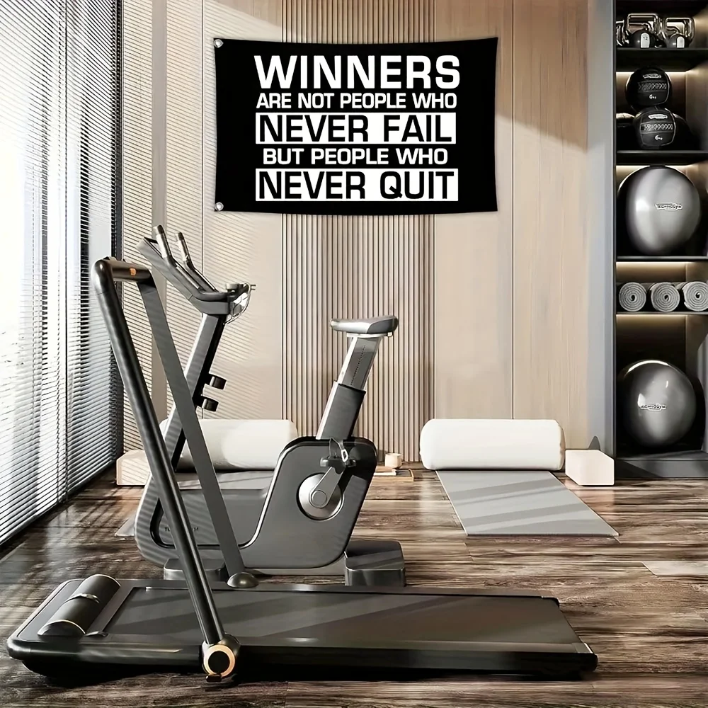 1pc Motivational Training Banner Flag, Single-Sided Printing, Inspirational Slogan Polyester Fabric, Indoor Outdoor Yard Decor