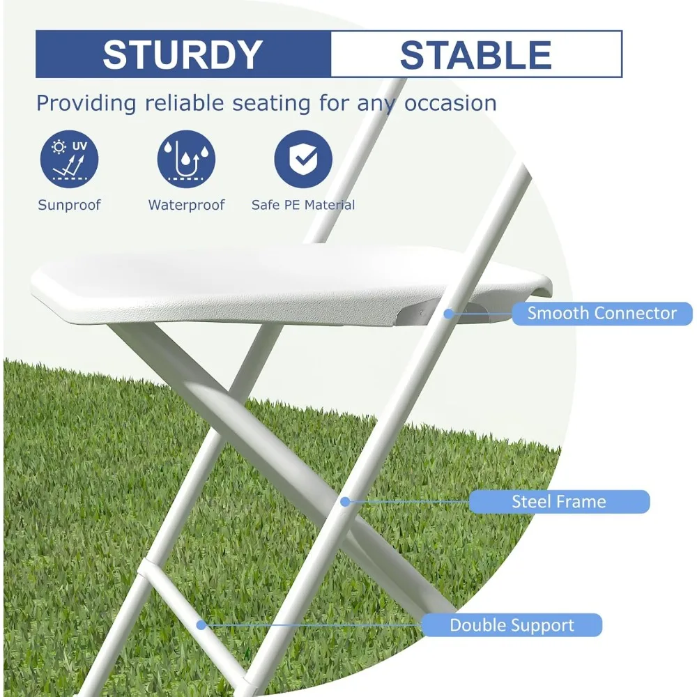 Folding Chairs, Plastic Folding Chairs Outdoor Indoor, 350lb Capacity,Portable Event Chair, Lightweight Folding Chair image 4