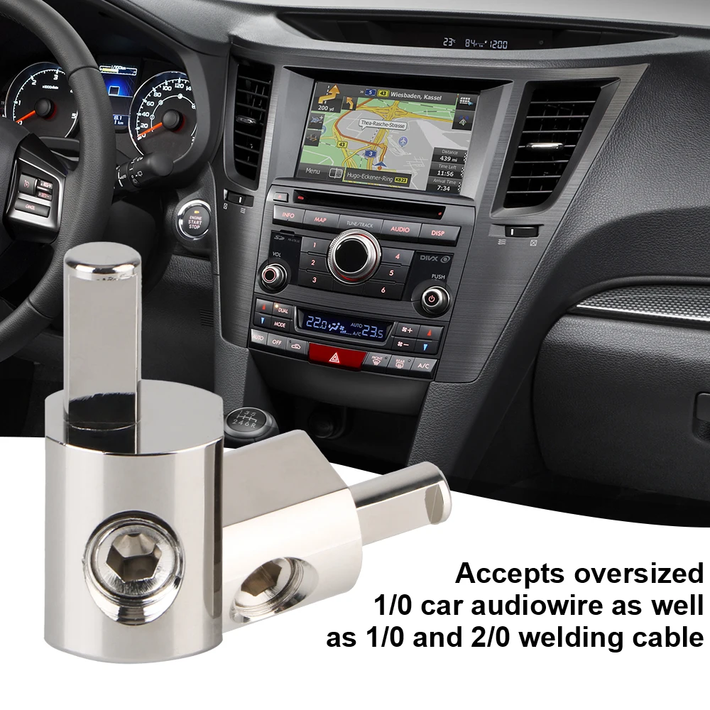 Car Audio 2pcs Power Ground Wire Terminal Adapter 1/0 AWG To 4 AWG Modified Power Amplifier Input Adapter Ring Terminals