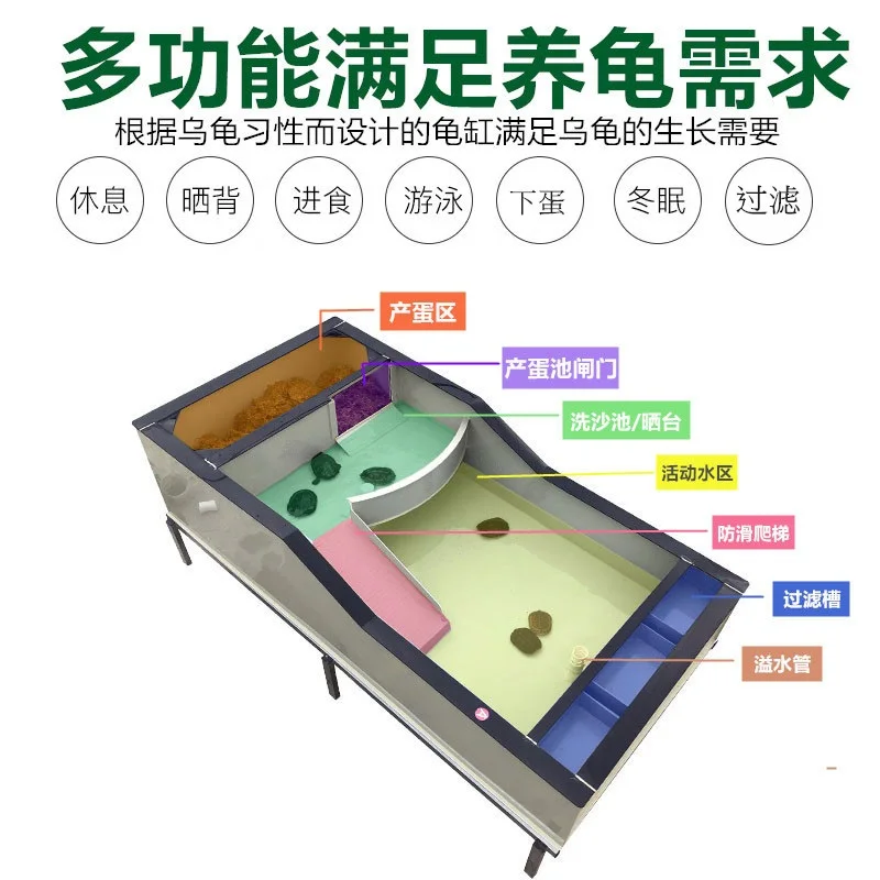 Turtle tank pond, an integrated ecological turtle box for large household use, with sunscreen Nanshi money turtle breedin