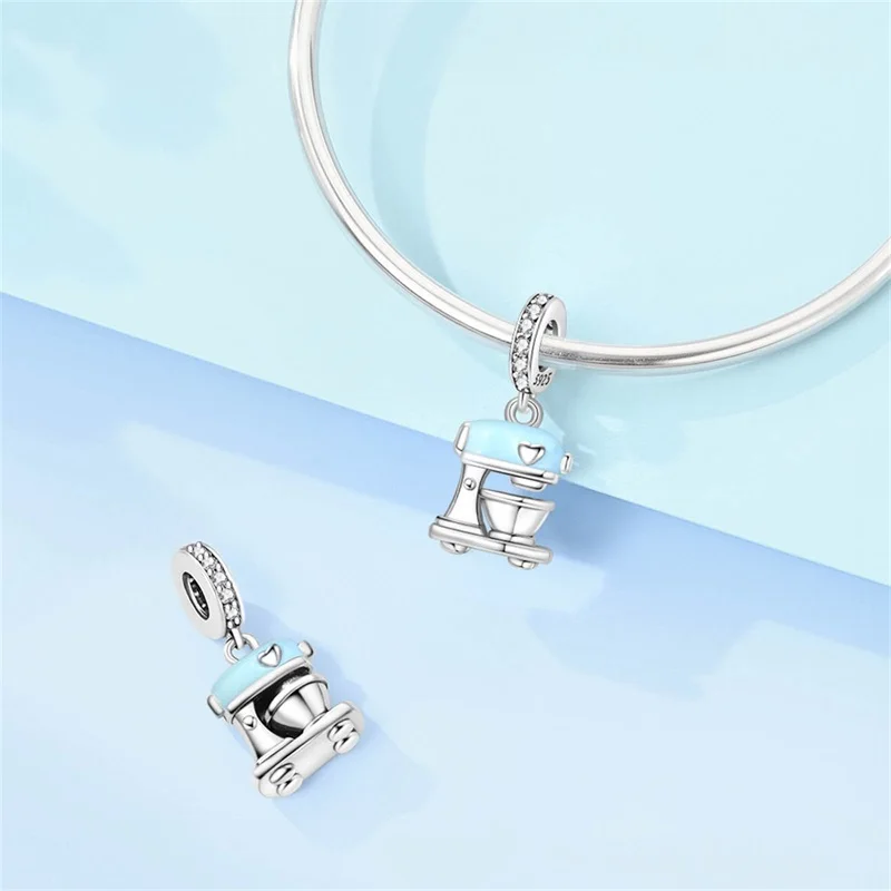 925 Sterling Silver Dumbo Fox Koala animal beaded dopamine camera donut coffee cup pendant bracelet DIY jewelry make women gift