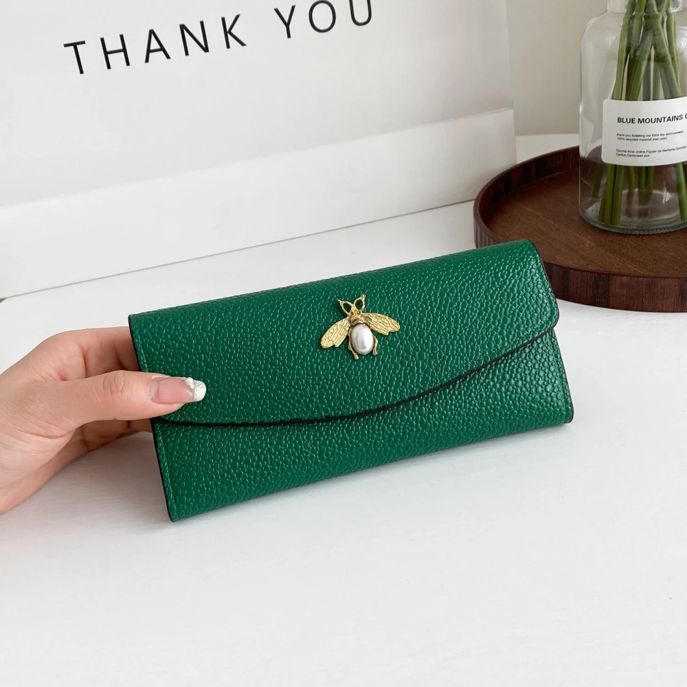 Designer Wallet Luxury Designer Women\'s Coin Purse Multiple Card Slots PU Leather Credit Card Case Folding Bee Decoration