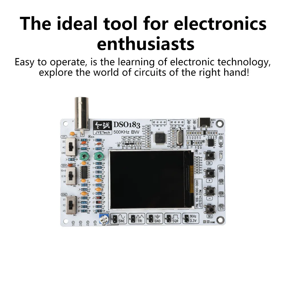 DC 5V DSO183 Digital Oscilloscope DIY Loose Parts Teaching Practical Training Electronic Production Kit 0-500KHz TypC Interface