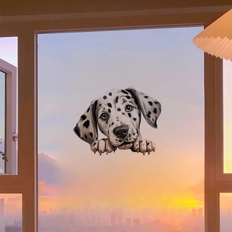 DK116# Prone Dalmatian Dog Stickers Decoration for Living Room, Wall, Bedroom, Toilet and Home Decor Car Decals Self-Adhesive