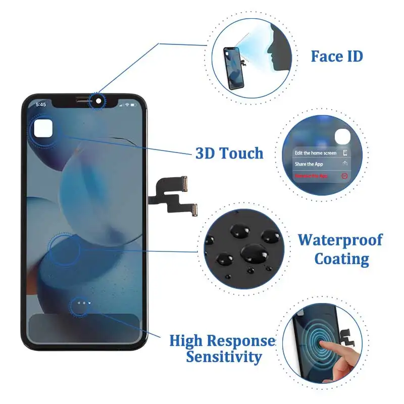 A1865 A1901 A1902 A1903 OLED Lcd dla iPhone X Nowy dotykowy wyświetlacz z fabrycznym wyświetlaczem zamiennym ekranu dotykowego 3D — zdjęcie produktu 3