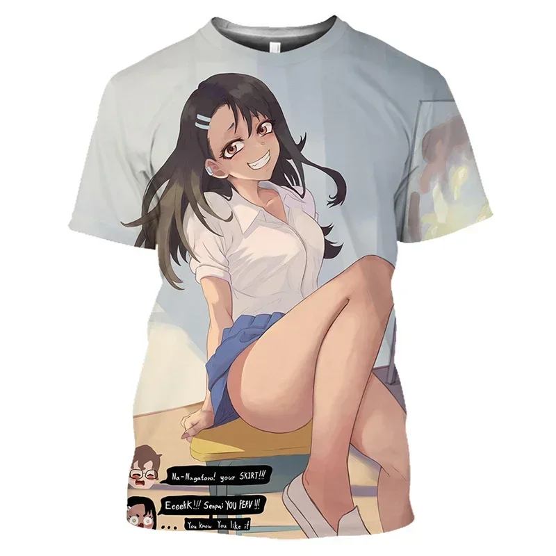 Otaku Sexy Ahegao Anime Nagatoro Hayase 3D Print T-shirt Summer Fashion Hip Hop Harajuku Street Round Neck Short Sleeve Tops