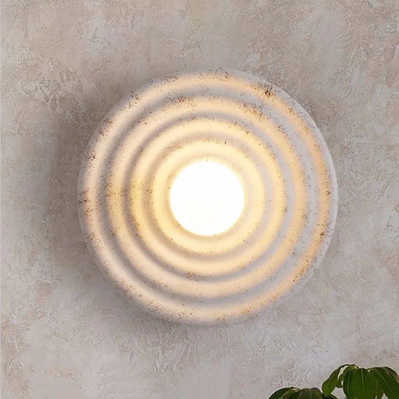 

Retro Bedroom Bedside Wall Lamp Wabi-sabi Simple Corridor Aisle Living Room Background Wall Corrugated Decorative Lamp