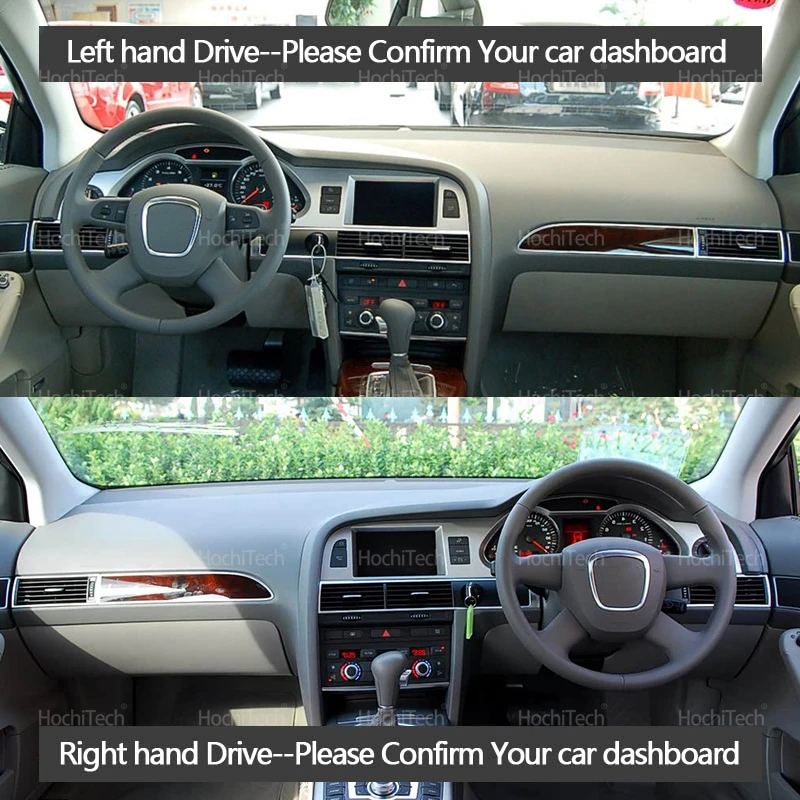 وسادة داش حصيرة السجاد لأودي A6 2005-2011 2006 2007 2008 2009 2010 سيارة التصميم جلد الغزال أسود/بني داشمات غطاء لوحة القيادة