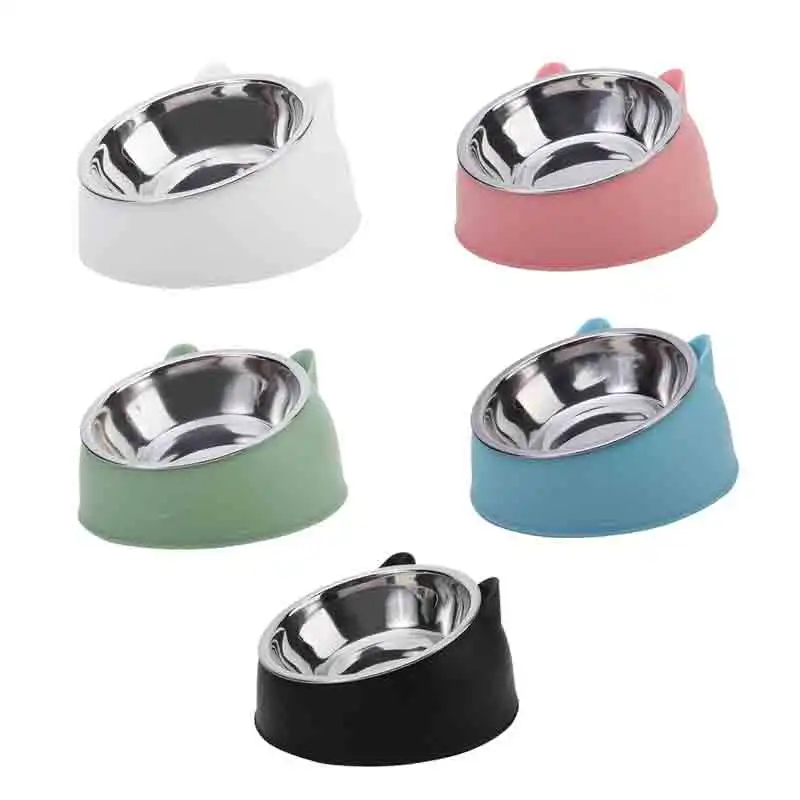 Cuenco antideslizante para gatos y perros, Base elevada de 15 grados, alimentador de agua potable, protección de inclinación, accesorios para