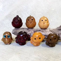Miniature Wooden Cute Monkey Penguin Figures Decoration DIY KeyChain Pendant Accessories Kids Gift Graduation souvenir