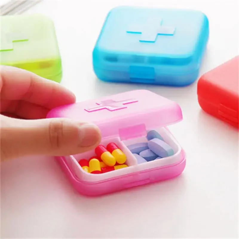 Mini Portable Pills Organizer Case 4 Grids PillBox Tablet Storage Container Weekly Medicine Pill\'s Box Pill Case Drug Dispense