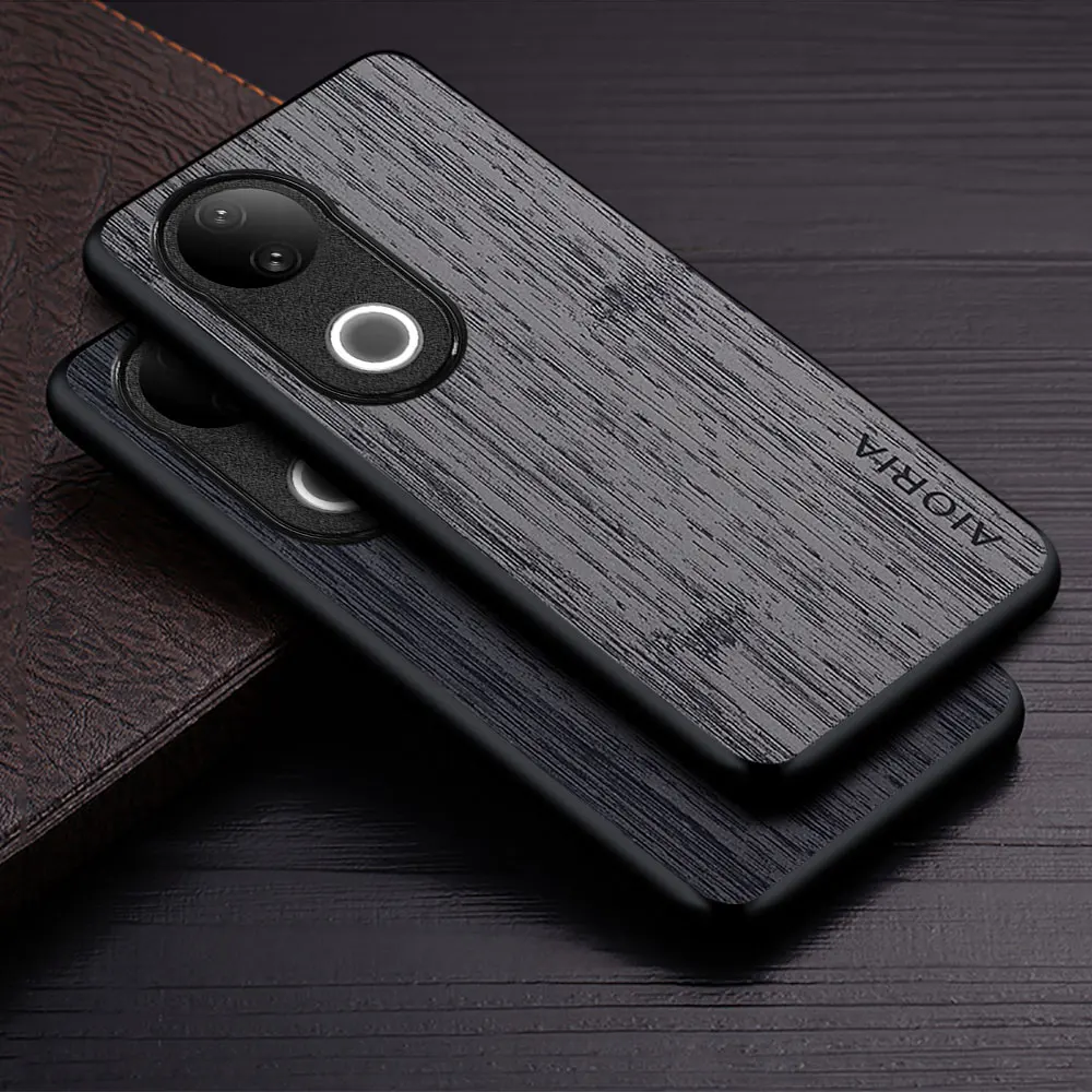 Funda para vivo V50 V60 V40 Pro V40 5G funda de madera de bambú con diseño de cuero nueva funda de teléfono coque de lujo para vivo V60 Pro funda capa