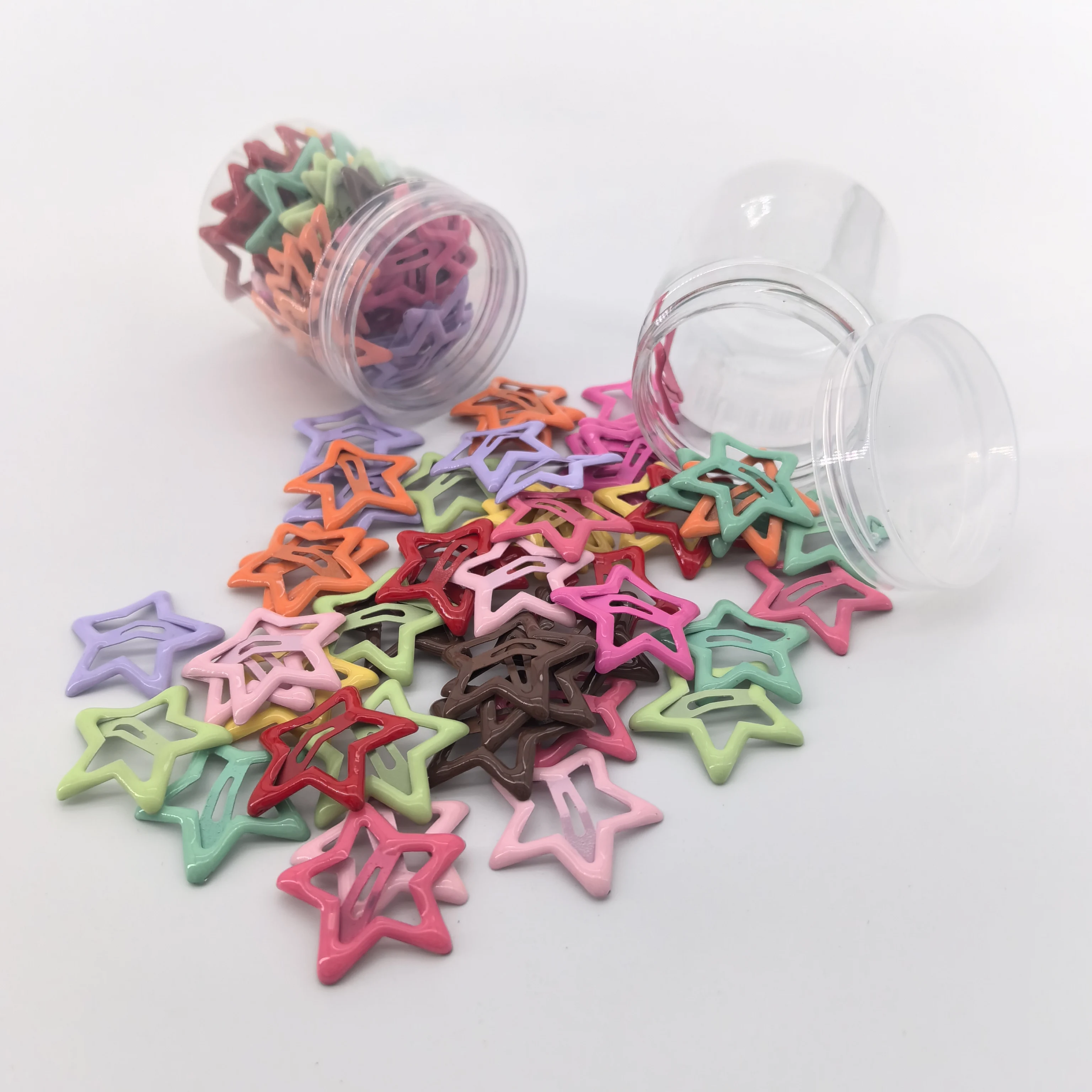 50/pcs Colorful Star BB Hair Clip Y2K Women's Grils Cute Metal Dopamine Hair Clip Box Hair Clip Headwear Hair Accessories