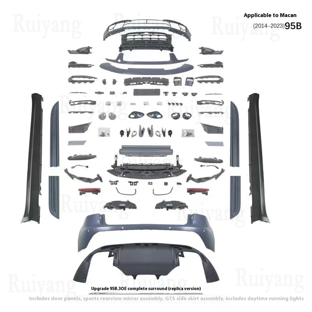 For For  Macan 2014-2021 Body Kits for Cars 95B Upgraded 2023 Front and Rear Bumpers Daytime Running Light Side Skirts