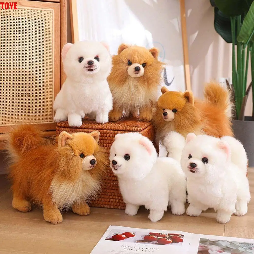 Standing Pomeranian Plush Toy Stuffed Animals Pet Doll Simulation Pomeranian Dog Real Life Fluffy Stuffed Puppy Doll