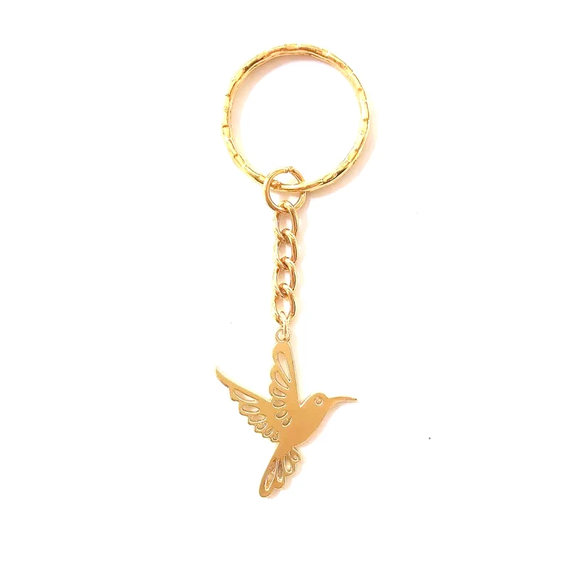 Metal Alloy Gold And Silver Hummingbird Keychain Fashion Micro -Bird Pigeon Pigeon Lady Jewelry Craft Boutique Gift Pendant