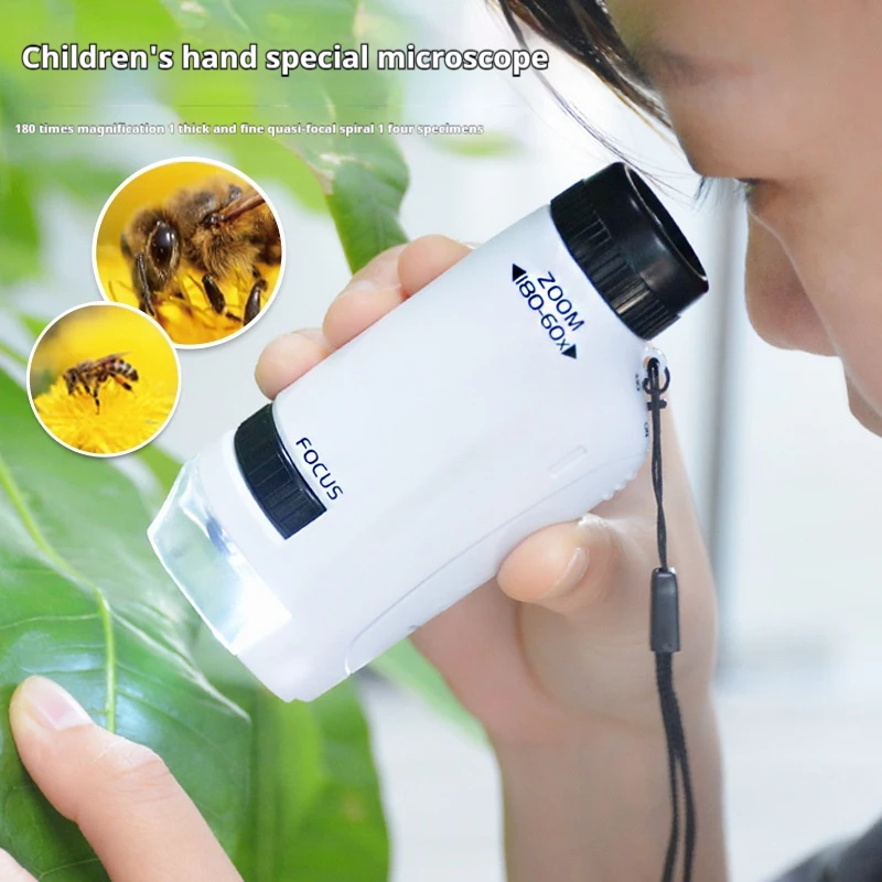 Handheld Microscope Science Experiment Set with LED Light Kindergarten Toy Handheld Children's Outdoor Toy
