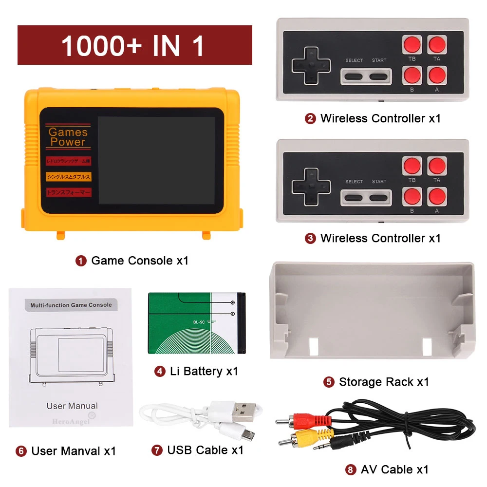 Imagem -04 - Console Portátil de Videogame com Controlador Duplo K20 Clássico 1000 em Multi-função Consolas de Mão 3.0 Tela Tft