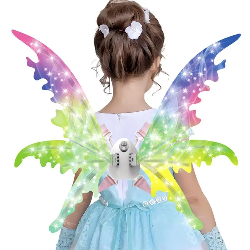 Fairy Wings With Light Electrical Lighted Fairy Butterfly Wings Halloween Costume Prop For Theatrical Performance Birthday Dress