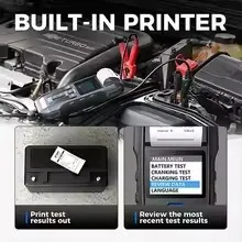 TOPDON BT300P 12V/24V Battery & Alternator Tester: 100-2000 CCA, Built-in Printer, Load Test & Reverse Polarity Protection
